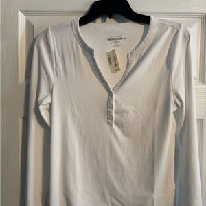 Aeropostale White Long Sleeve Henley Top